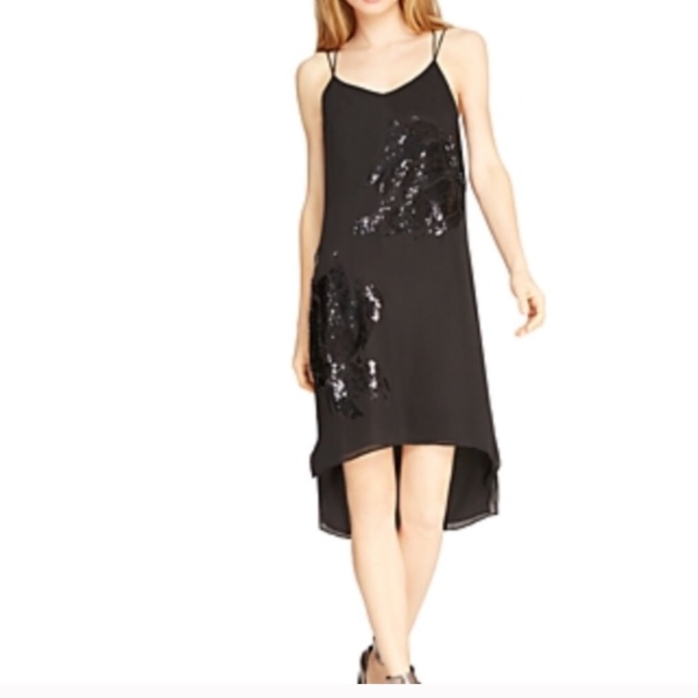 Halston black cocktail dress.